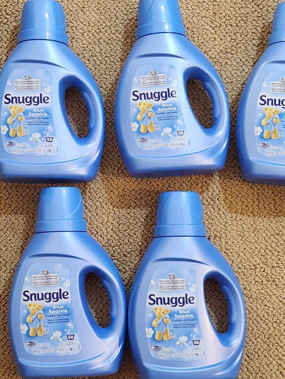 Brand New Bottles of Snuggle Blue Sparkle Laundry Fabric Softener 58 Loads 39.4